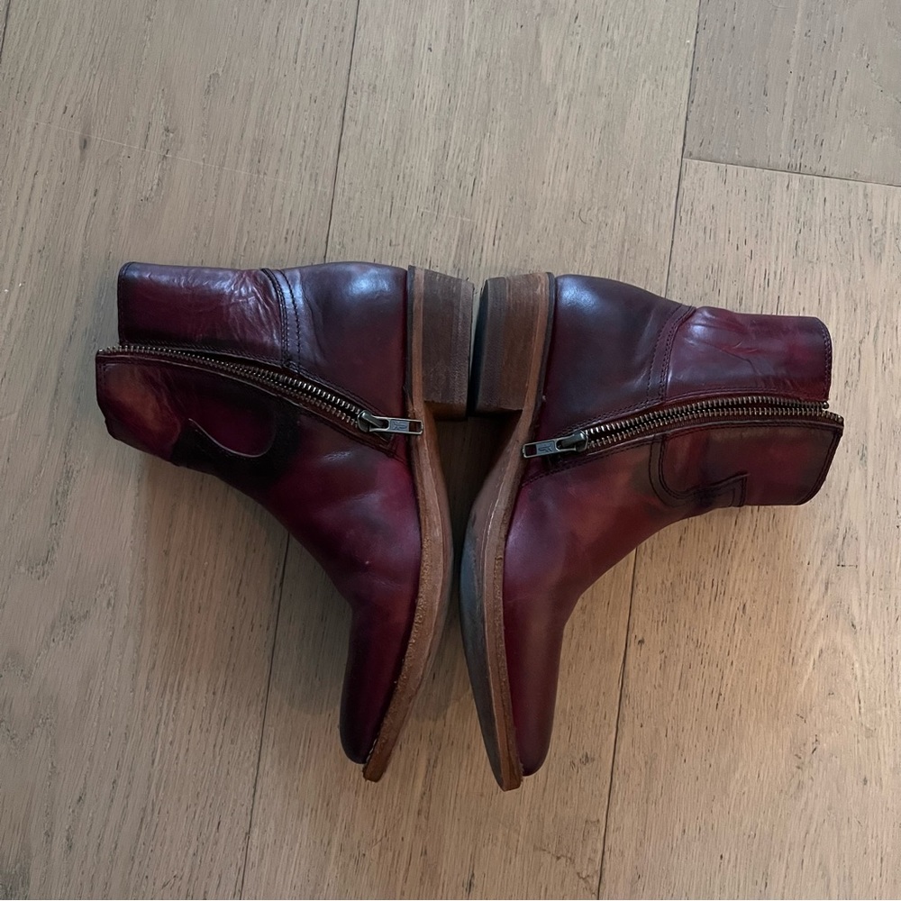 Frye Billy Inside Zip Red Ankle Bootie